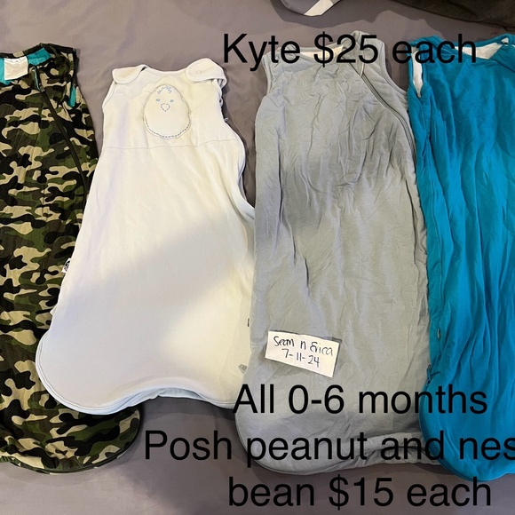 Kyte, nested bean and posh peanut sleep sacks